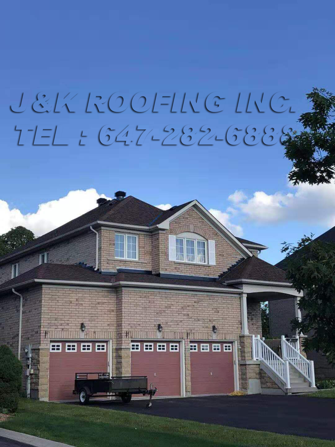 A large brick house with a sky background