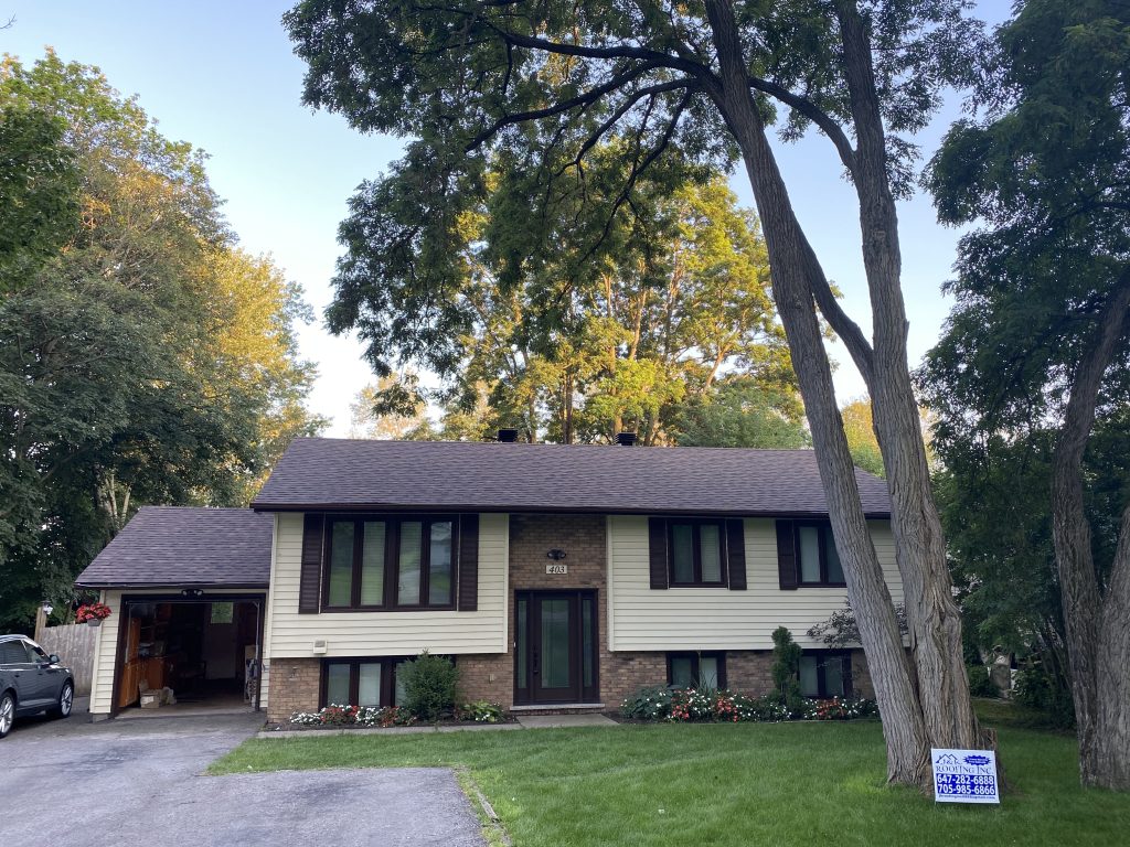 A house with a large tree in front of it.